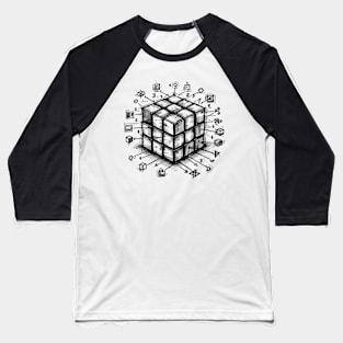 Rubik cube black stroke Baseball T-Shirt